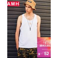 AMH男装韩版2018夏季新款青年纯色休闲学生潮流背心男OJ8201