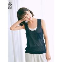 素缕夏装2018新款女装假两件吊带女宽松休闲背心文艺上衣SX8201鹍