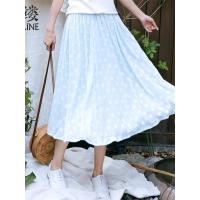 素缕夏装2018新款女装宽松百搭裙高腰A字裙中长款半身裙QS8241鹍