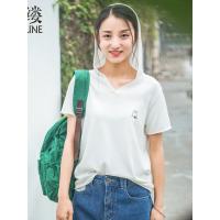 素缕夏装2018新款连帽绣花宽松显瘦短袖T恤上衣女RS8228芠