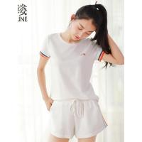 素缕夏装2018新款女文艺彩虹印花T恤白色短袖显瘦上衣女HS8208栐