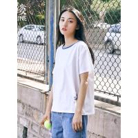 素缕夏装2018新款宽松落肩袖显瘦上衣圆领短袖T恤IS8205芠