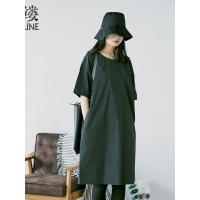 素缕夏装2018新款极简气质宽松显瘦纯色中长款连衣裙女DS8313鹍