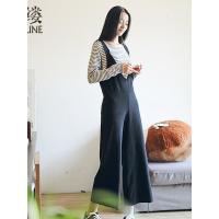 素缕春装2018新款女装文艺针织裤背带裤显瘦阔腿裤裤子女SC8126鑫