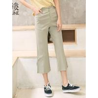 素缕夏装2018新款女装文艺复古七分裤喇叭裤休闲裤裤子女SX8205竸