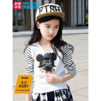 噺米妮哈鲁童装2018秋装新款女童上衣中大童打底儿童白色长袖T恤