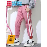 噺米妮哈鲁童装2018秋装新款儿童黑色纯棉裤子大童长裤女童休闲裤