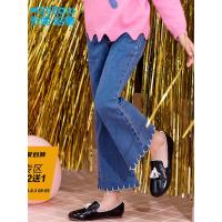 噺米妮哈鲁童装2018秋装新款裤子女童牛仔裤中大童长裤ZY9947鋐
