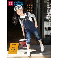 噺米妮哈鲁童装2018秋装新款裤子中大童长裤儿童女童牛仔背带裤