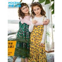 米妮哈鲁童装2018秋装新款女童韩版吊带裙中大童连衣裙ZR8302駺