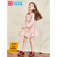 噺米妮哈鲁童装2018秋装新款中大童韩版裙子洋气女童蕾丝连衣裙