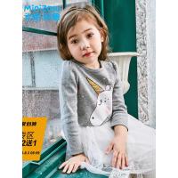 噺米妮哈鲁童装婴幼童2018秋装新款女童长袖印花两件套装YY7557瑤
