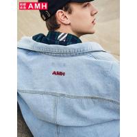 AMH韩版男装2018秋装新款牛仔褂青年潮流宽松夹克外套男NQ7515菰