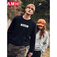 AMH韩版男装2018秋装新款休闲字母印花套头情侣卫衣男PP8013琳