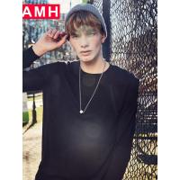 AMH韩版男装2018秋装新款潮流学生休闲圆领修身针织衫男NZ8369恊