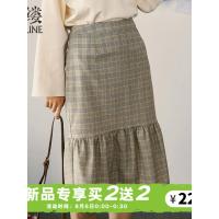 素缕秋装2018新款女装文艺格子中腰花苞裙显瘦半身裙女SV8321尛