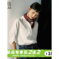 素缕女秋装2018新款宽松百搭打底白色长袖衬衫翻领基础款SX8316栐