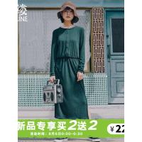 素缕秋装女2018新款复古连衣裙女士裙装修身一步裙中长裙SC8389鶭