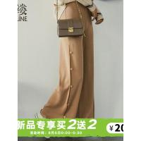 素缕秋装女2018新款文艺宽松显瘦开衩阔腿裤女长款休闲裤SC8329喨