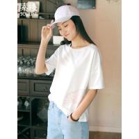 素缕夏装2018新款女文艺绣花白色短袖T恤宽松上衣女学生SX8212尛