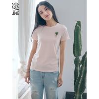 素缕夏装2018新款女文艺宽松显瘦圆领短袖t恤女打底上衣DS8233鹍