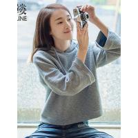 素缕2018新款女装秋装t恤显瘦九分袖套头衫宽松大文艺衫QS7358鹍