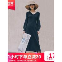 素缕秋装女2018新款复古修身裙子春秋长袖针织连衣裙长裙SC8332媫