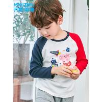 噺米妮哈鲁小猪佩奇童装婴幼儿2018秋装新款休闲棉T恤YY7868瑤