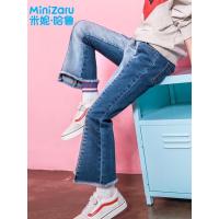 噺米妮哈鲁童装2018秋装新款女童裤子中大童牛仔裤ZY9718鋐