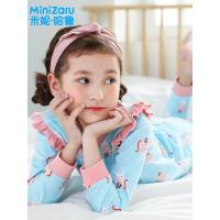噺米妮哈鲁童装2018秋装新款家居服韩版两件女童内衣套装ZY9946鋐
