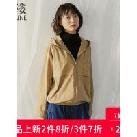素缕秋装女装2018新款文艺宽松长袖连帽外搭短外套上衣RS8301竸
