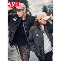 AMH韩版男装冬装2018新款潮流棉衣插肩袖棒球领短款棉服PF7017恊