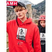 AMH韩版男装2018秋装新款情侣潮流连帽套头卫衣男NX9270恊