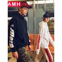AMH韩版男装2018秋装新款宽松字母落肩套头情侣卫衣潮MJ8085琳