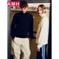 AMH韩版男装2018秋装新款潮流休闲高领修身长袖针织衫男PP8082琳