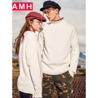 AMH韩版男装秋装2018青年潮流半高领情侣长袖针织衫男NX7156恊