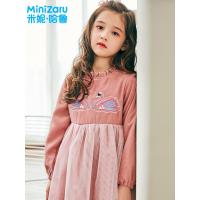噺米妮哈鲁童装2018秋装新款女童网纱公主女宝宝连衣裙YL7427瑤