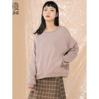 素缕秋装女装2018新款复古字母印花宽松套头T恤加绒潮流SV8328竸