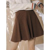 素缕秋装女2018新款针织A版高腰松紧腰短裙复古半身裙SY8310媫
