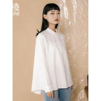 素缕秋装女2018新款文艺基础款翻领长袖宽松白色衬衫DS8340芠