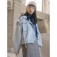素缕秋装女2018新款文艺宽松木耳抽绳牛仔短外套潮RS8305鑫0918