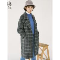 素缕秋装女2018新款开衫复古格子风衣外套中长款口袋开衫SV8383喨