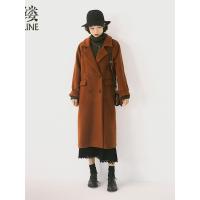 素缕秋装女2018新款复古双排扣双面呢中长款毛呢大衣外套SX8308栐