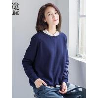 素缕2018新款女装春装文艺宽松套头毛衣女长袖打底上衣QS6423鶭