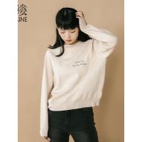 素缕秋装2018新款插肩袖绣花时尚运动宽松显瘦文艺毛衣女RS8310鹍