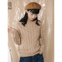 素缕秋装女2018新款复古麻花宽松圆领套头长袖针织毛衣QS8306栐