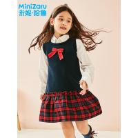 米妮哈鲁童装2018冬装新款女童中大童韩版套头背心连衣裙YO9976堇