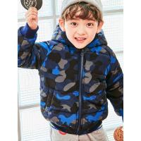 米妮哈鲁童装2018冬装新款男宝宝连帽儿童休闲迷彩加厚棉服YL8017