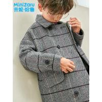 米妮哈鲁童装2018冬装新款男童韩版毛呢外套中大童呢大衣YJ8545樂