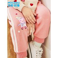 米妮哈鲁童装2018冬装新款儿童女童婴幼童休闲加绒长裤子YY8091蒨